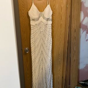 White sequin gown. Floor length. Size 10